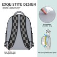 thumbnail image 5 of Gray and Black Checkered Pattern Backpack for School, Cute School Bag with Adjustable Shoulder Straps and Padded Back, 15.3"x11"x6.7", 5 of 5