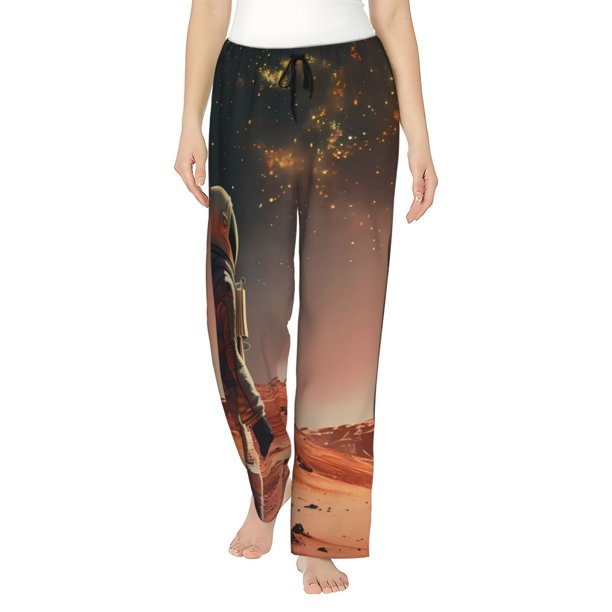 Balery Astronaut On Mars A Pantalones de pijama para mujer, pijamas ultraligeros, pantalones de estar por casa-Medium