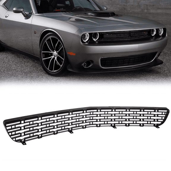 CCPAO Front Bumper Lower Grille Grill Black Compatible with 2015-2023 Dodge Challenger 68259756AA