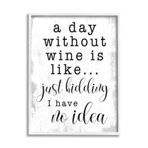 Stupell Industries A Day Without Wine Happy Hour Drinking Phrase , 24 x 30, Designed by Daphne Polselli