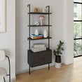 thumbnail image 2 of happimess MSH1002A Tulare 72.05" MidCentury Industrial 4-Shelf Wood Wall-Mounted Open Ladder Bookcase with Cabinet and Metal Frame, Black, 2 of 9