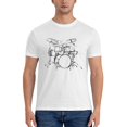 thumbnail image 3 of Unisex Drummer Graffiti Sketch T-Shirt Premium 100% Cotton Short Sleeve T Shirt Tee Crew Neck Casual Tee Shirt Tops,White,M, 3 of 7