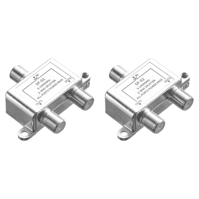 YWIYIUD 2PCS Portable and Durable Double Way Digital Splitter Compatible with RG6,Suitable for Satellite TV Internet and Antenna System