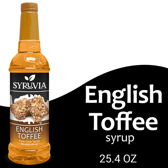 Syruvia English Toffee Syrup Pure Cane Coffee Flavoring Syrup, 25.4 fl Oz