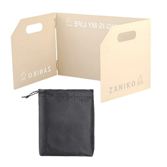 Camping Stove Windscreen 3 Plates Steel Camp Stove Windscreen Folding Outdoor Picnic Cooker Stove Wind Screen Windshield With Drawstring Bag For Camping Hiking Picnic Backpacking