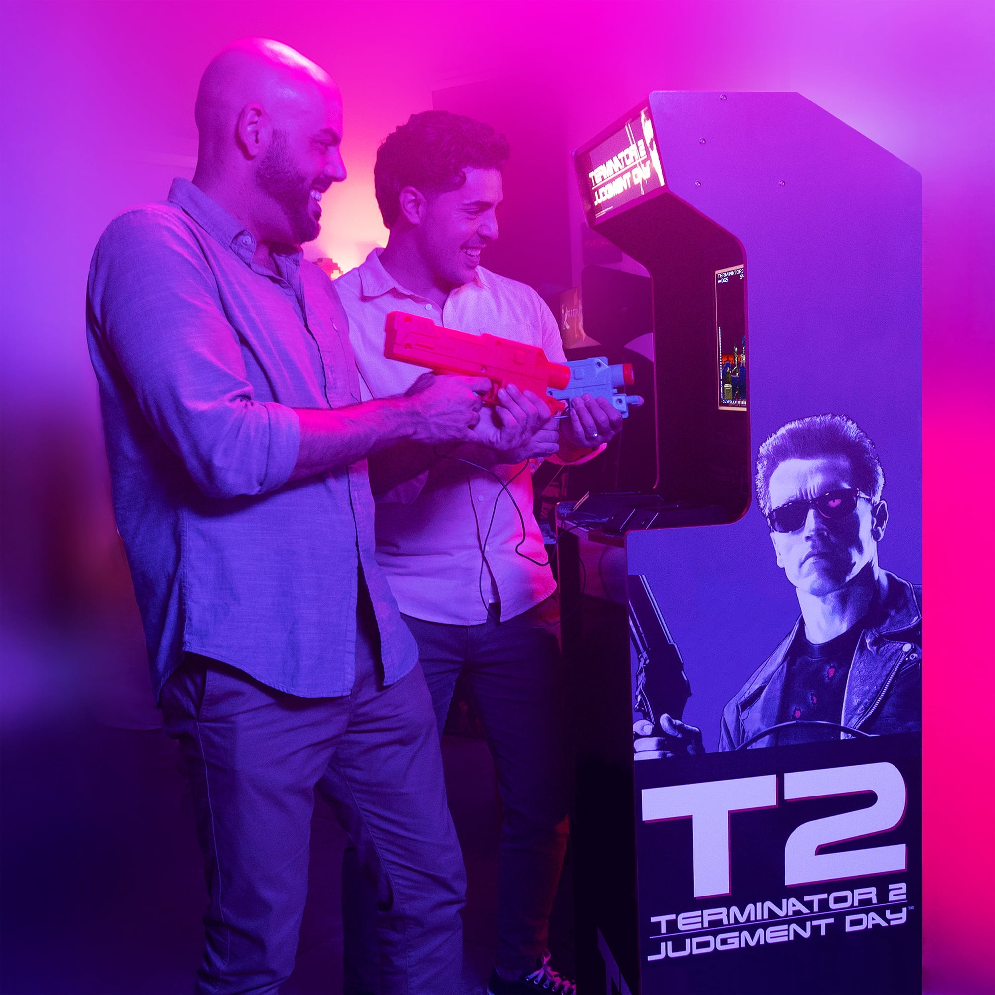Arcade1Up Terminator 2 Deluxe Arcade Machine – 17" Color Screen, Real-Feel Arcade Light Guns, Wi-Fi Leaderboards, Classic Video Game, Perfect for at-Home Gaming