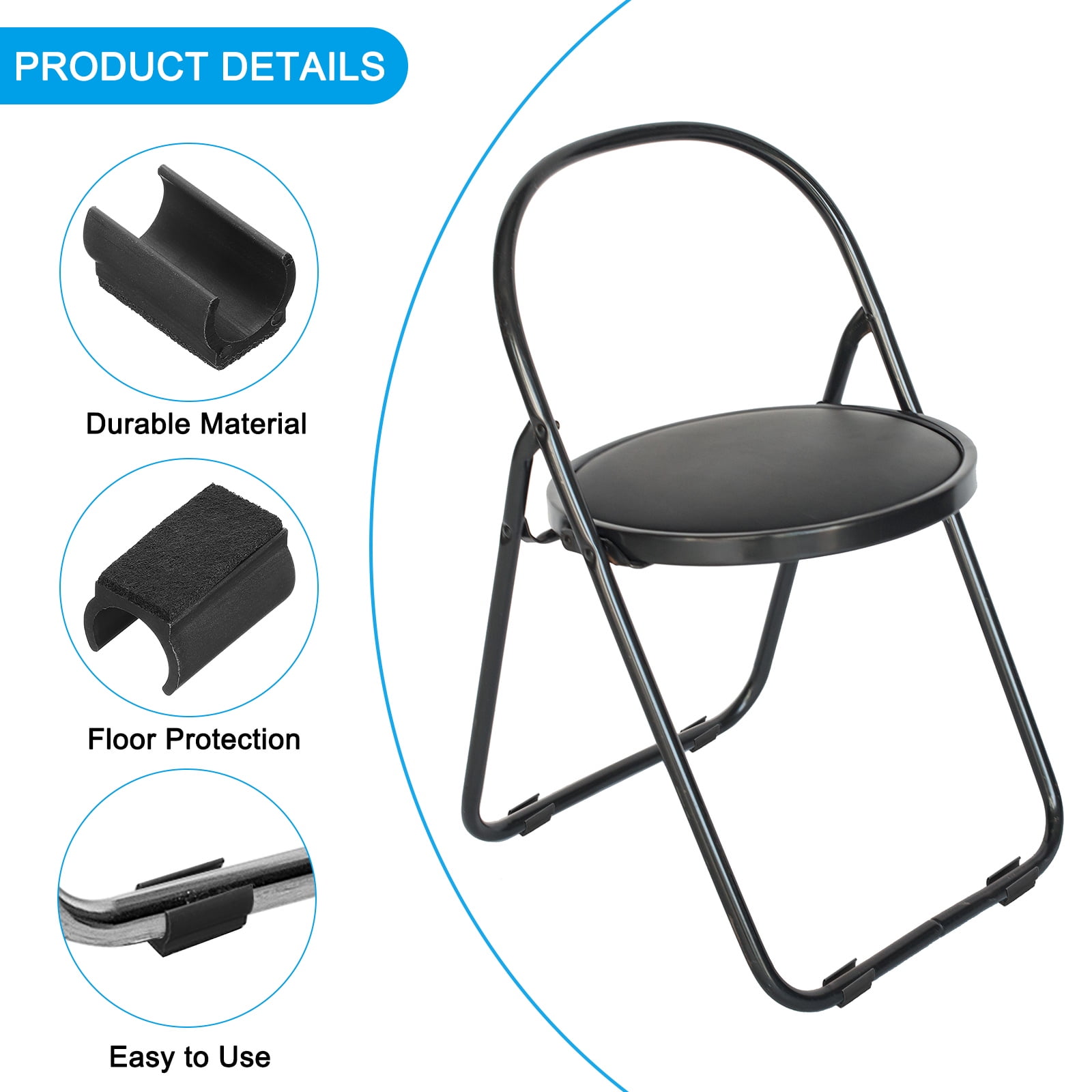 Rectangle U Shaped Chair Leg Tips Cap with Felt Pad, Furniture Feet floor Fit Dia 22 mm Leg, Black 50 Pack