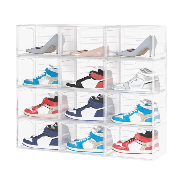 Caja Organizador para Zapatos Con Diseño Abierto Frontal, Puerta Transparente y Lateral Translúcido, Apilables y Multifuncional Para Hogar