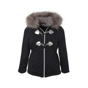 Limited Too Quilted structured fleece toggle jacket with fur trim hood (big girls)