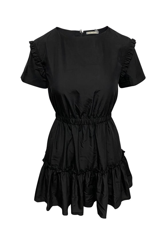 Pre-Owned Alice + Olivia Garner Ruffled Mini Dress in Black Modal