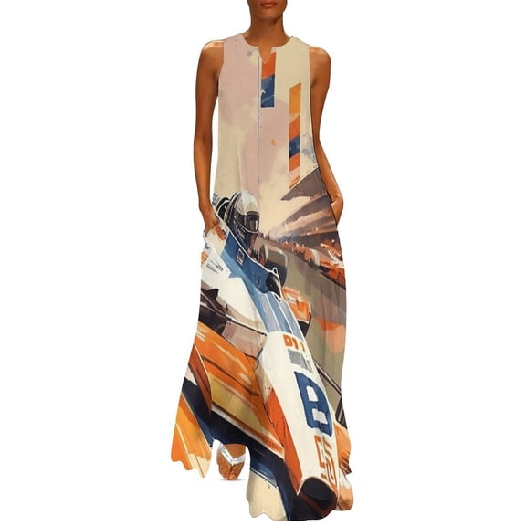 Indy Retro Racer Long Dress ladies dresses for special ocn dress party eving elegant luxury celebrity Dress