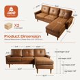 thumbnail image 3 of XIZZI 87" Modular Sectional Sofa Couch with Reversible Chaise, Mid Century Modern Comfy L Shaped Suede Couches, 3-Seater Indoor Convertible Sofas for Living Room, Brown, 3 of 9
