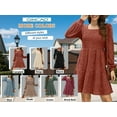 thumbnail image 4 of QINCAO Womens Long Sleeve Sweater Dresses Square Neck Babydoll Fall Dress With Pockets S-2XL, 4 of 7