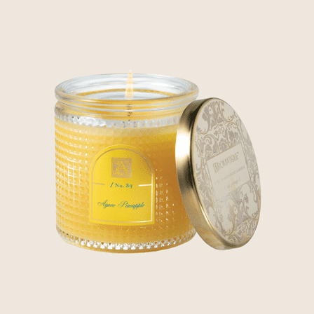 AGAVE PINEAPPLE Aromatique Textured Glass Metal Lid 6 oz Scented Jar Candle
