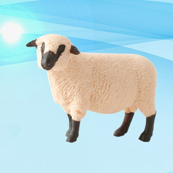 Worgeous 1PC Realistic Sheep Figure Simulated Animal Decor Plastic Art Craft for Kids Beige