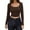Coffee, variant on UJNDER Women's Long Sleeve Crop Tops Square Neck Solid Color Pullover for Casual Streetwear and Everyday Comfort Green Green