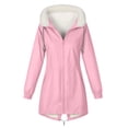 thumbnail image 6 of Cilsoka Raincoat for Women Waterproof with Hood Padded Sherpa Lined Jackets with Pockets Plus Size Outdoor Hiking Windbreaker Trench Coats, 6 of 7