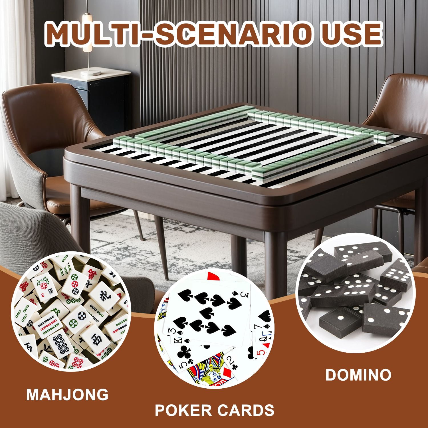Mahjong Mat 31.5" x 31.5" Seamless black stripes white abstract hand Non-Slip Noise Reduction American Mahjong Tiles Table Cover for Dominoes Poker Card Board Games Gift