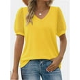 thumbnail image 3 of Womens Summer Casual Shirts Short Sleeve Tunic V Neck Trendy Blouses Tops, 3 of 5