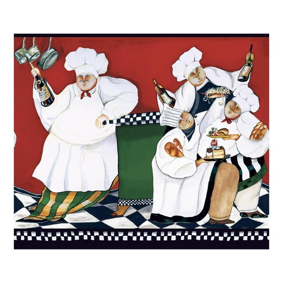 York Wallcoverings Chef's A Cookin' Red Removable Wallpaper Border