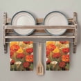 2 Pack Retro Floral Kitchen Towels Red White Poppy Flowers Lawn Oil ...