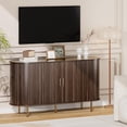 thumbnail image 5 of Aisword Sideboard Buffet Cabinet with Storage,Mid Century Modern Fluted Accent Coffee Bar Console Table,Tambour Sliding Doors& Adjustable Shelf for Kitchen, Living Room, Entryway, 55 Inch Dark Walnut, 5 of 6