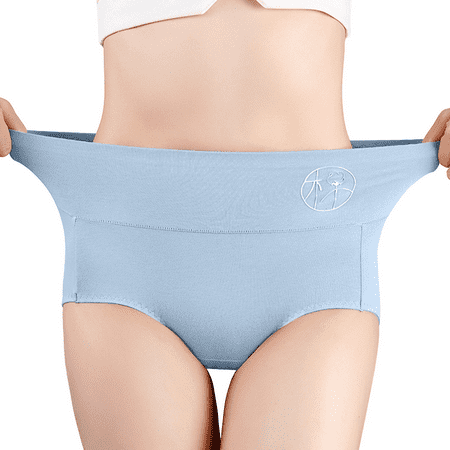 Fulorrnie Underwear for Women Plus Size Comfort High Waist Breathable Panty Cute Cut Elastic Panties Blue XXL