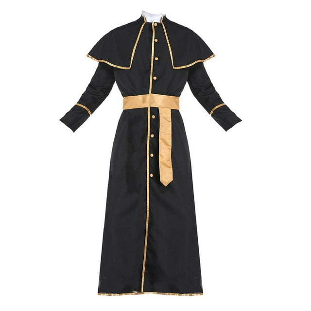 traje de sacerdote para hombres Túnica de Sacerdote Para Hombre Disfraz De Halloween Cardenal Católico Pontífice Clérigo Trajes - XL SG Magideal traje de sacerdote para hombres