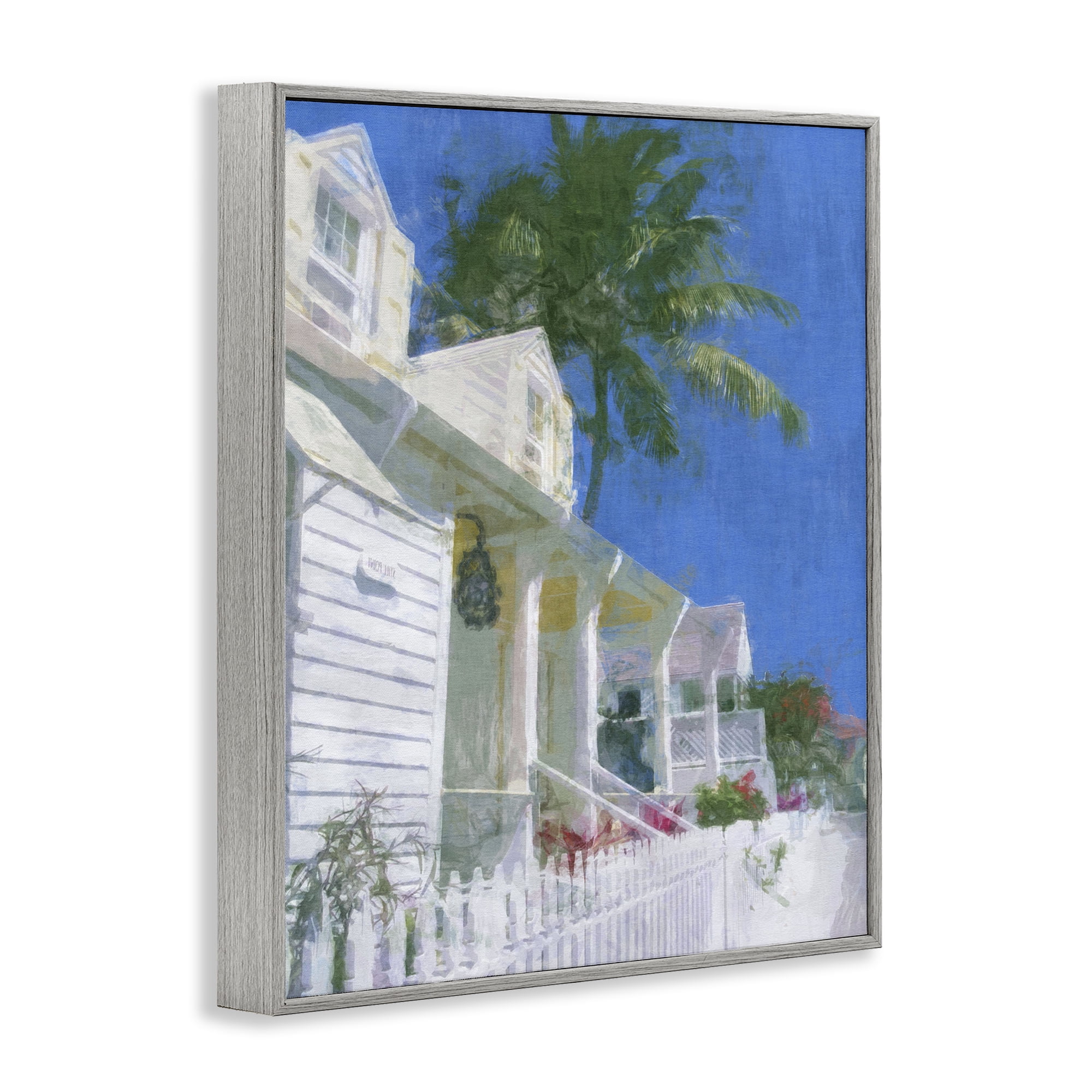 Stupell Industries White Coastal Cottage Coastal Painting Gray Framed Art Print Wall Art, 11 x 14