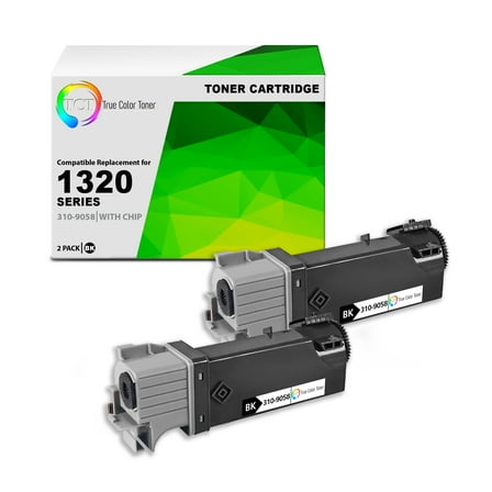 TCT 1320 Black Toner Cartridge 2 Pack - Premium Compatible Replacement for Dell 310-9058 1320K KU052 Black