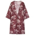 thumbnail image 5 of Rovga Women'S Swimwear Cover Ups Long Sleeve Long Flowy Kimono Cardigans Boho Chiffon Floral Beach Cover Up Tops L Red, 5 of 9
