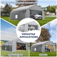 thumbnail image 5 of Mellcom Carport 20'x20' with Sidewalls,Heavy Duty Double Car Port with Galvanized Steel Frame and Waterproof 3-Layer PE Cover,Fits 2 Cars, Boat,Farm Equipment, Silver Gray, 5 of 8
