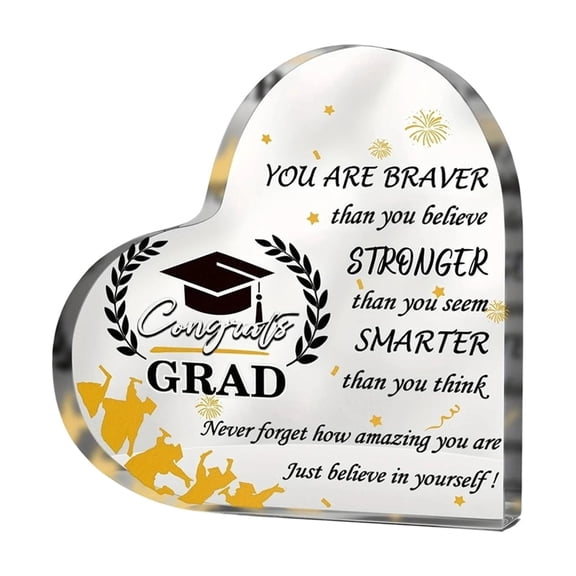 Acrylic Inspirational Graduation Gifts for Boys/Girls, Heart Shape Middle High College School Graduation Gift for Him/Her, Son Daughter Keepsake Gift Ideas Decorations