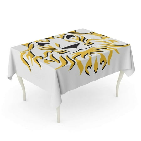 

KDAGR Horror Head of Lion with Fluffy Mane Ambush Anger Bagheera Black Bobcat Tablecloth Table Desk Cover Home Party Decor 52x70 inch
