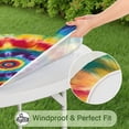 thumbnail image 5 of Colorful Rainbow Tie Dye Spiral Pattern Round Fitted Tablecloth with Elastic Edge,Dining Table Cover Waterproof,Outdoor Round Tablecloth for Camping,Dining,Indoor and Outdoor, 5 of 7