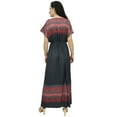 thumbnail image 3 of Bimba Women's Drawstring Waist Gray Dress Casual Bohemian Long Maxi Dresses-4, 3 of 4