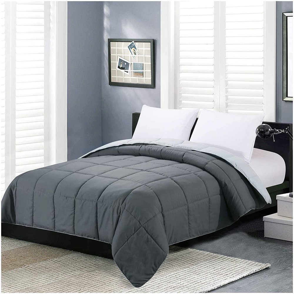 iCorer Microfiber Comforter Set, Queen, Gray, 3Pieces