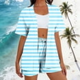 thumbnail image 7 of FNFYFH 2 Piece Beach Cover Up Set Open Front Kimono Top Elastic Waist Shorts Sets Vacation Outfits, 7 of 7