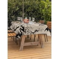 thumbnail image 2 of Outdoor Tablecloth with Umbrella Hole and Zipper, Chinese Rectangle Table Cloth 54x80 Inch Waterproof Tablecloth, Black White Tree Flowers Traditional Ink Painting Picnic Table Cover for Patio, 2 of 7