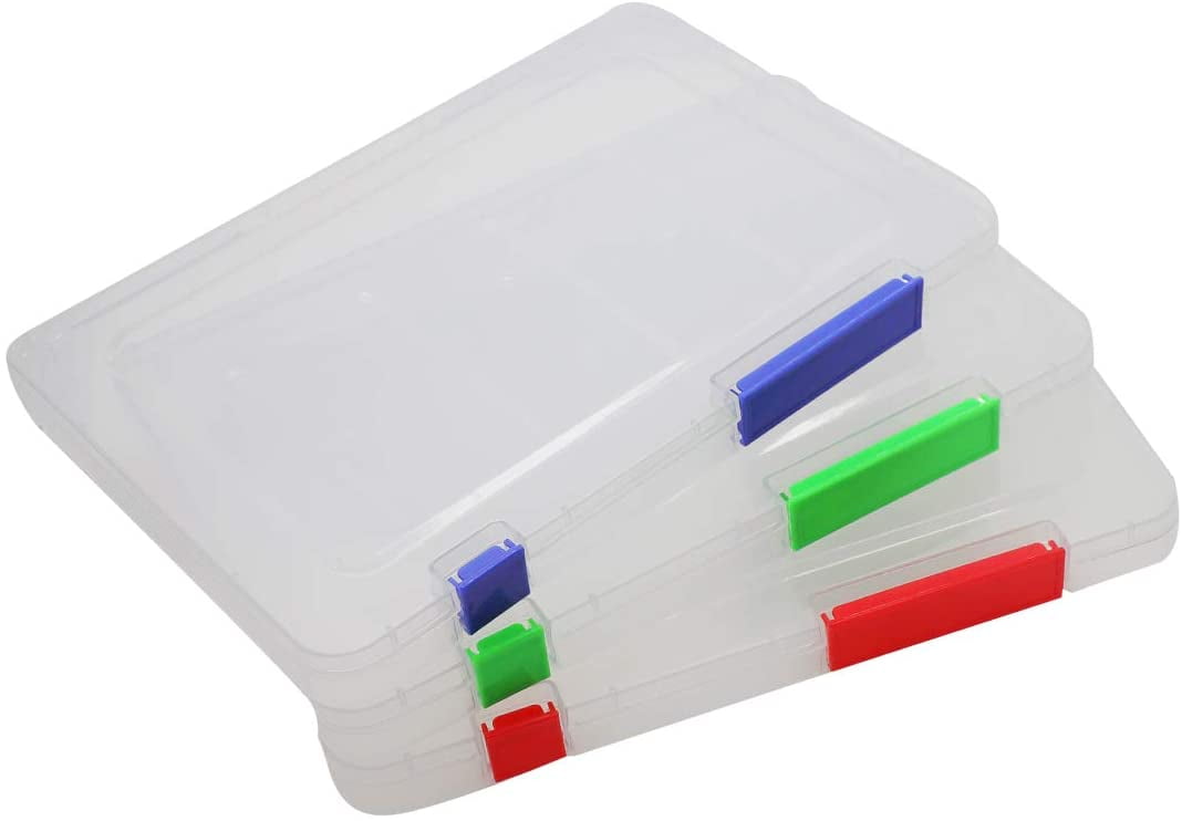Portable File Box Transparent Plastic Box Office Supplies Holder Document Paper 