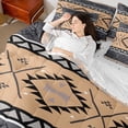 thumbnail image 4 of Manfei Bisque Grey Aztec Bedding Comforter Set 7 Pieces for Women, Boho Mandala Square Full Bedding Set, Tribal Hippie Style Reversible Fitted Sheet Flat Sheet, Super Cozy Room Decor, 4 of 7