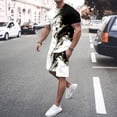 thumbnail image 1 of Men's Suit Category - All-Over Print Short Sleeve Tee and Quarter Pants Two-Piece Set for Men, 1 of 4