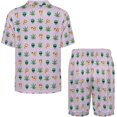 thumbnail image 3 of PRIYAL Men's Short Sleeve Pajama Sets Button Down Collar Sleepwear Soft Lounge Pjs Set Lightweight Men's Outfits, 3 of 9