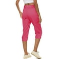 thumbnail image 4 of SwiftWear Women's Capri Pants - High-Waisted Drawstring Active Wear with Pockets & Buttons Stretchy Casual Capris for Workout ,Daily Wear | Sizes S-3XL, 4 of 9