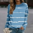 thumbnail image 1 of IMENGL Casual striped pullover top, Blue L, Size M-2XL, 1 of 5