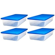 Homz Snaplock Storage Container - Stackable Plastic with Lid - 4 Pack, 41-Qt
