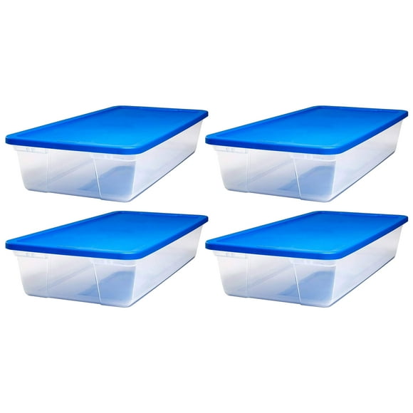 Homz Snaplock 41-Qt Stackable Plastic Storage Container & Lid (4 Pack)