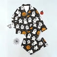 thumbnail image 4 of SETOOFF Halloween Womens Pajama Sets Pumpkin Ghost Print Turndown Collar Tops Loose Pants Cute Funny Sleepwear Plus Size Womens Clothing, 4 of 7