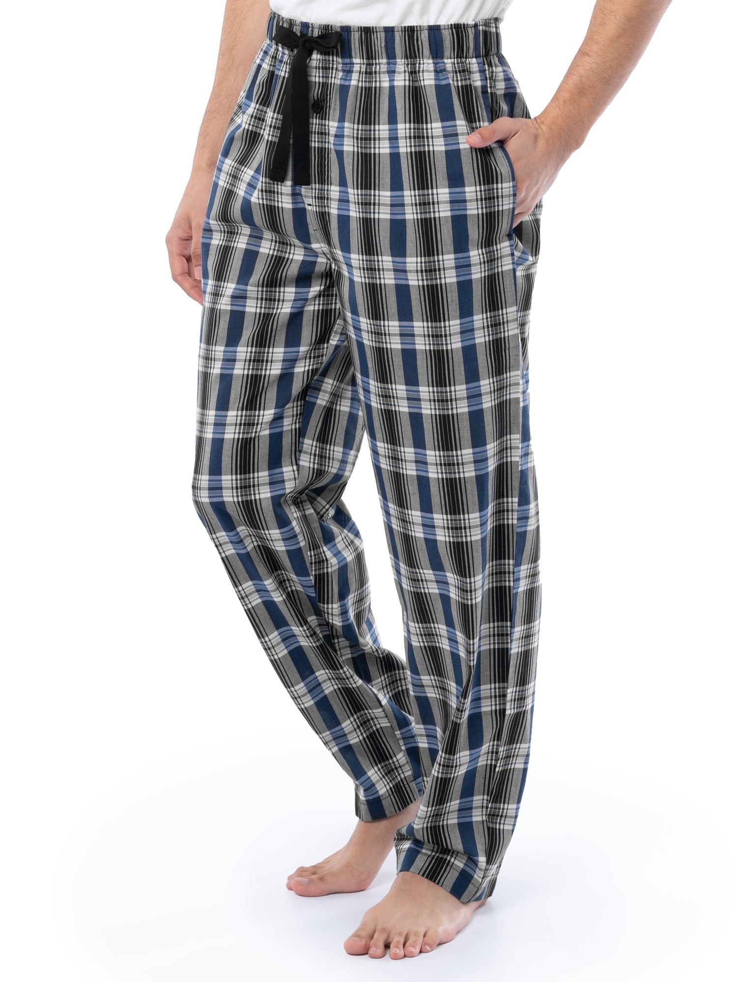 Fruit of the Loom Men's Raglan Short Sleeve T-shirt and Plaid Pajama Sleep Pant Set, Sizes S-2XL