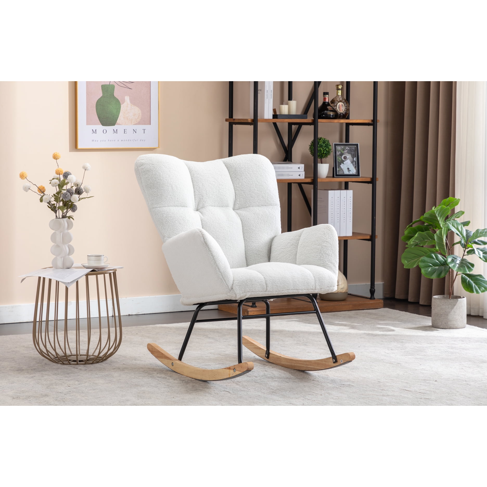 Rocking Chair For Indoor Use - Filled With Distinctive Foam Wooden Legs Ideal Spaces
